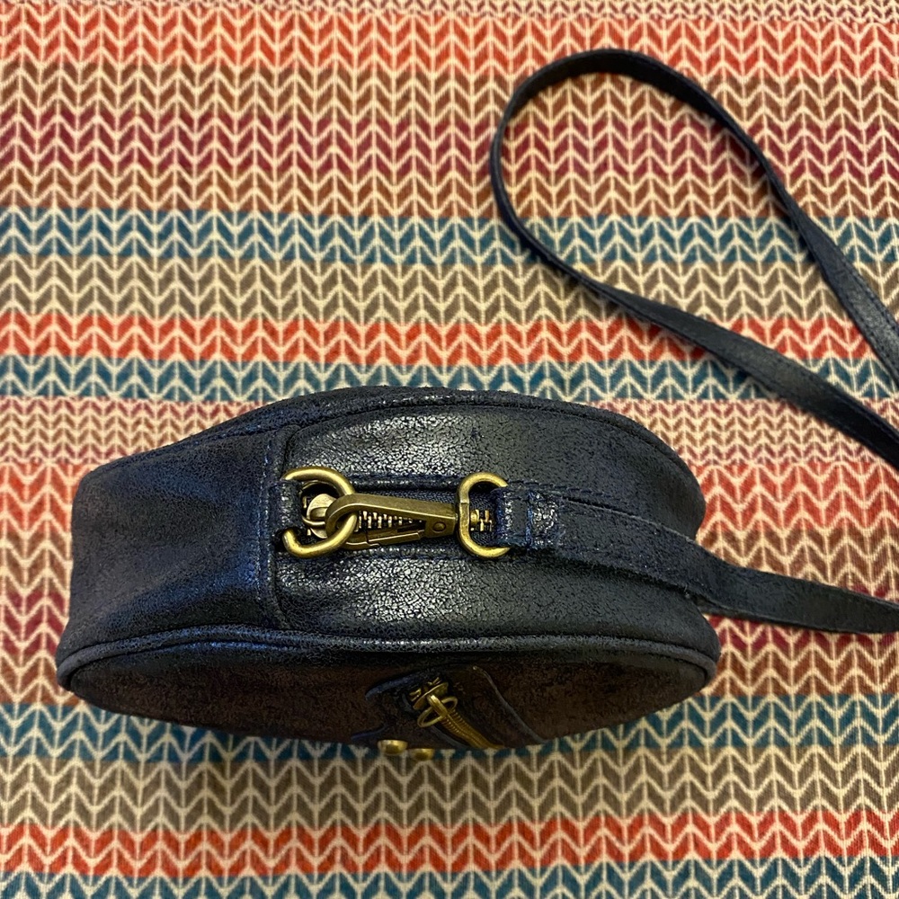 Vimoda Paris Circular Blue Leather Zipper Bag Italy - Picture 6 of 8